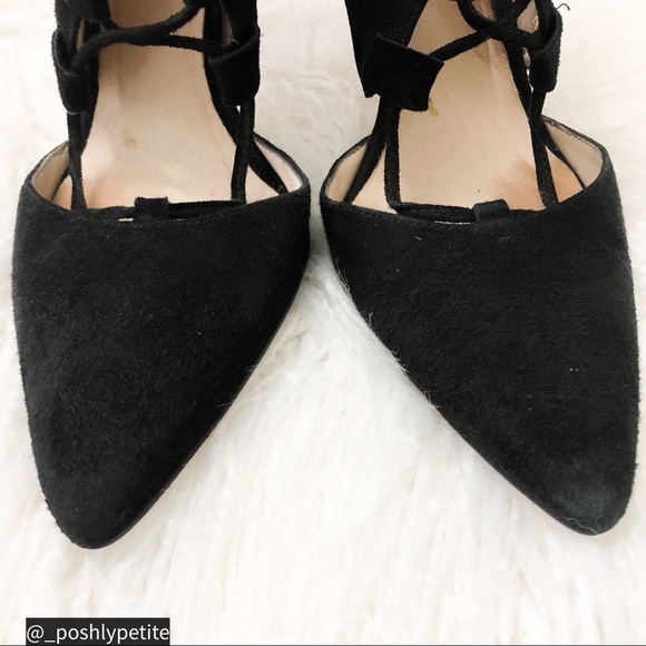 TopShop black suede lace up strappy pump heels - Picture 3 of 14